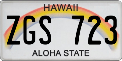 HI license plate ZGS723
