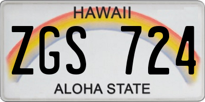 HI license plate ZGS724