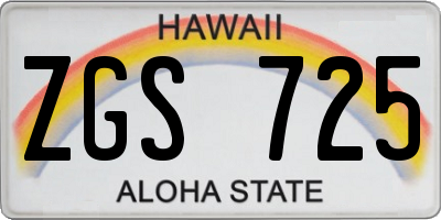 HI license plate ZGS725