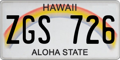 HI license plate ZGS726