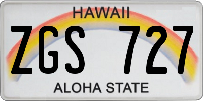 HI license plate ZGS727