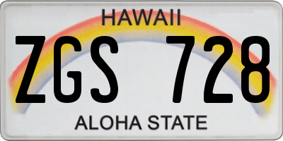 HI license plate ZGS728
