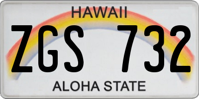 HI license plate ZGS732