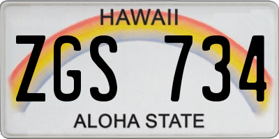 HI license plate ZGS734