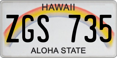 HI license plate ZGS735