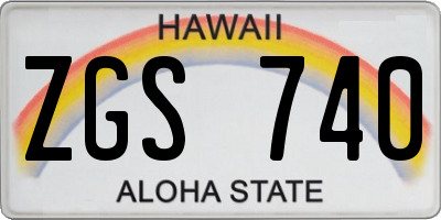 HI license plate ZGS740
