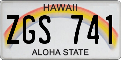 HI license plate ZGS741