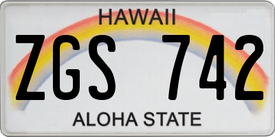 HI license plate ZGS742