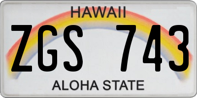 HI license plate ZGS743