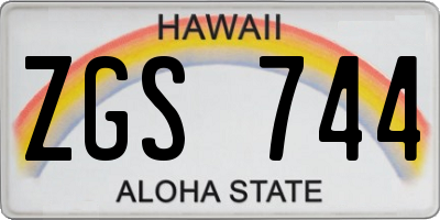 HI license plate ZGS744