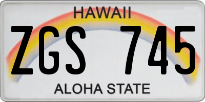 HI license plate ZGS745