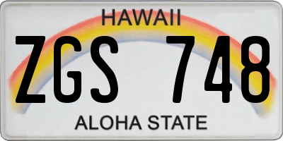 HI license plate ZGS748