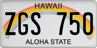 HI license plate ZGS750