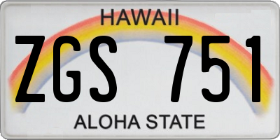 HI license plate ZGS751