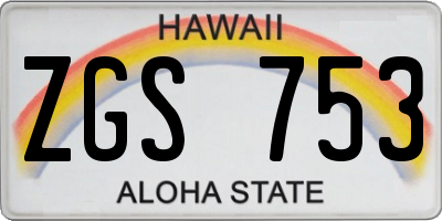 HI license plate ZGS753