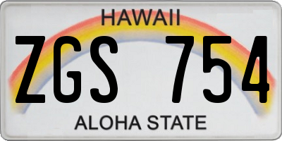 HI license plate ZGS754