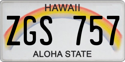 HI license plate ZGS757