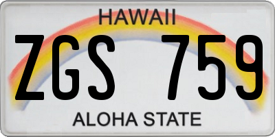 HI license plate ZGS759