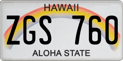HI license plate ZGS760