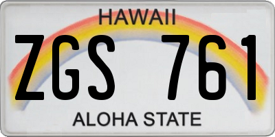 HI license plate ZGS761