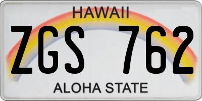 HI license plate ZGS762