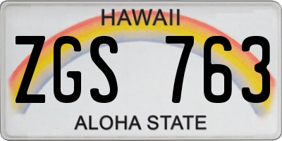 HI license plate ZGS763