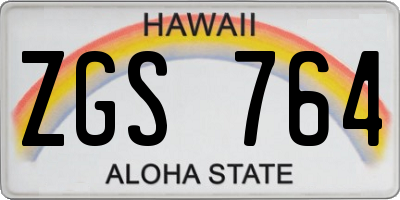 HI license plate ZGS764