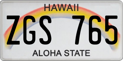 HI license plate ZGS765
