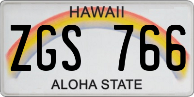 HI license plate ZGS766