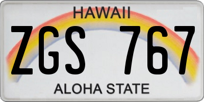 HI license plate ZGS767