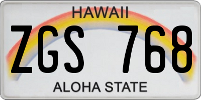 HI license plate ZGS768