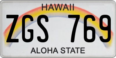 HI license plate ZGS769