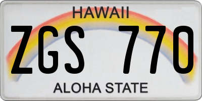 HI license plate ZGS770