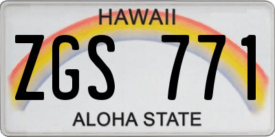 HI license plate ZGS771