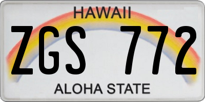HI license plate ZGS772