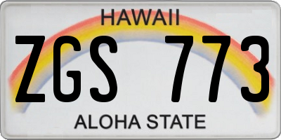 HI license plate ZGS773