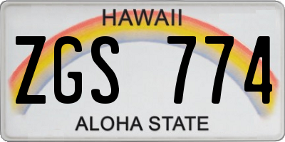 HI license plate ZGS774