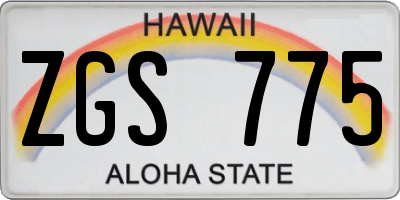 HI license plate ZGS775