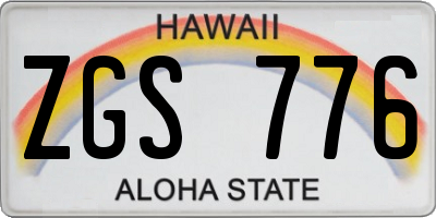 HI license plate ZGS776
