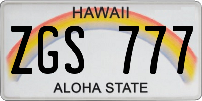HI license plate ZGS777
