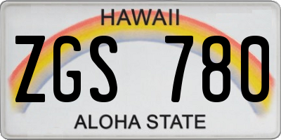 HI license plate ZGS780