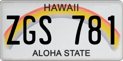 HI license plate ZGS781