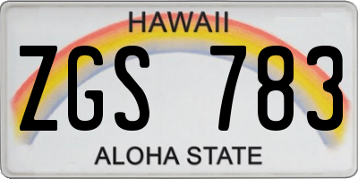 HI license plate ZGS783
