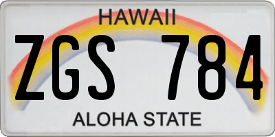 HI license plate ZGS784