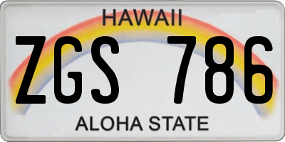 HI license plate ZGS786