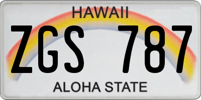 HI license plate ZGS787