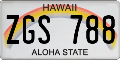 HI license plate ZGS788
