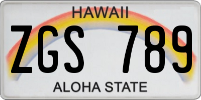 HI license plate ZGS789