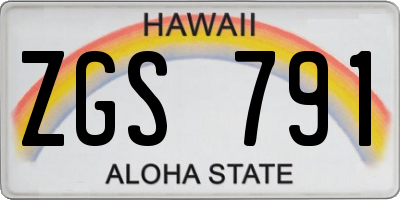 HI license plate ZGS791