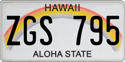 HI license plate ZGS795